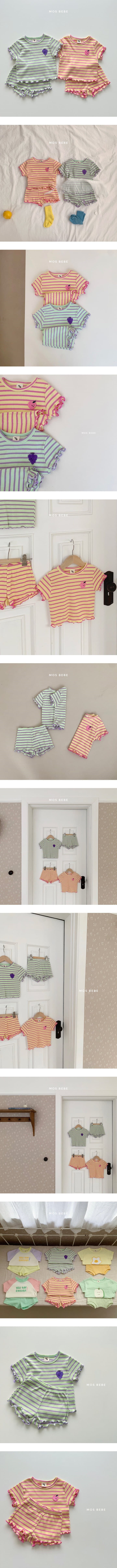 Mos Bebe - Korean Baby Fashion - #babyootd - Purrot Terry Top Bottom Set