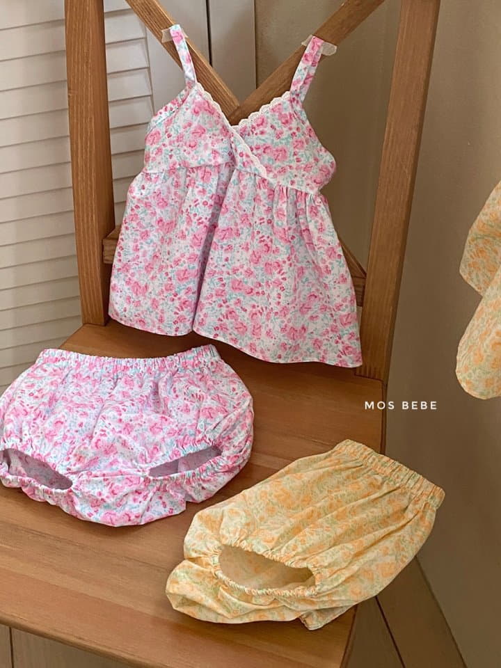 Mos Bebe - Korean Baby Fashion - #babyoutfit - Beller Sleeveless Top Bottom Set - 2