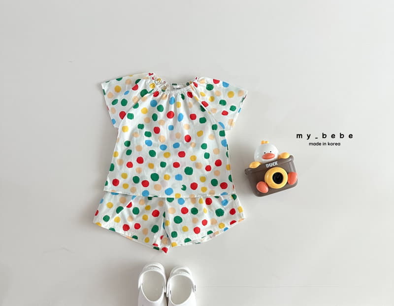 My Bebe - Korean Children Fashion - #Kfashion4kids - Dot Flower TOp Bottom Set - 10