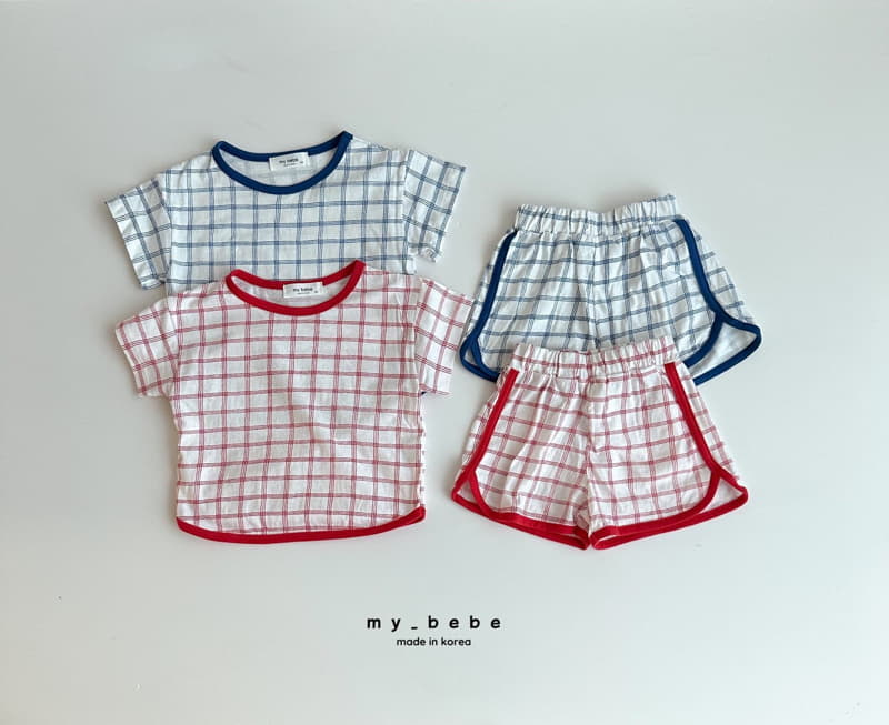 My Bebe - Korean Children Fashion - #childofig - Check Top Bottom Set - 2