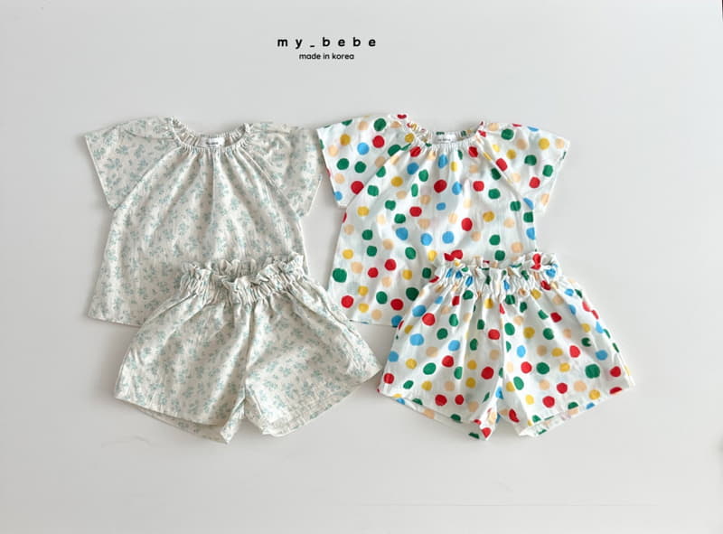 My Bebe - Korean Children Fashion - #childofig - Dot Flower TOp Bottom Set