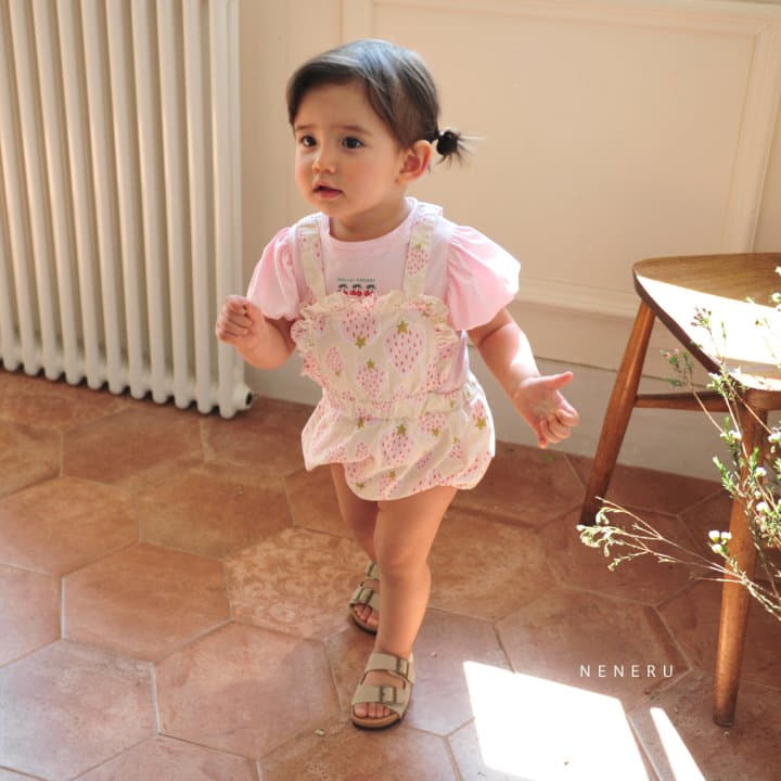 Neneru - Korean Baby Fashion - #babyboutiqueclothing - Bebe Cherry Shirring Tee - 2