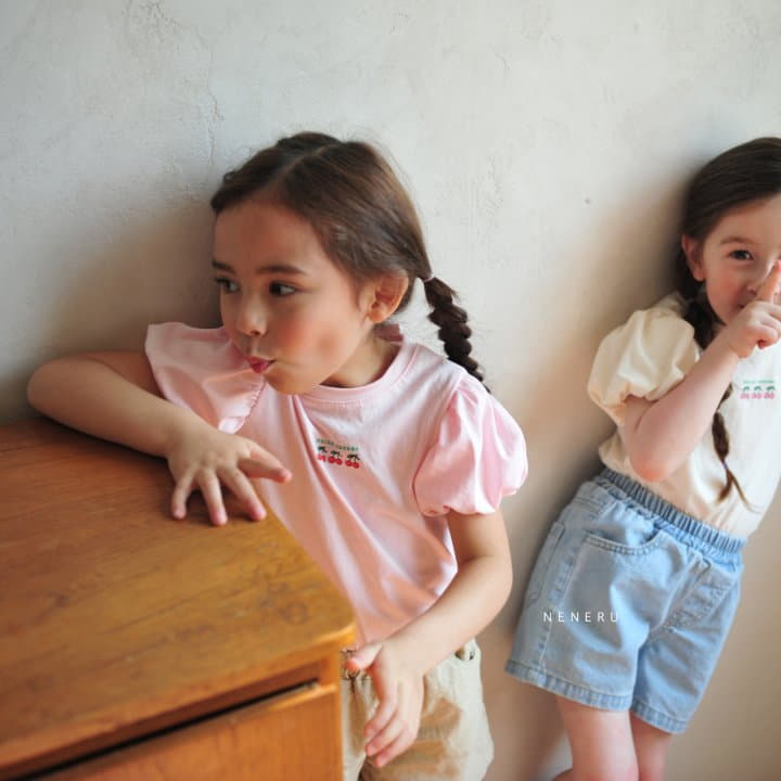 Neneru - Korean Children Fashion - #minifashionista - Cherry Shirring Tee - 11