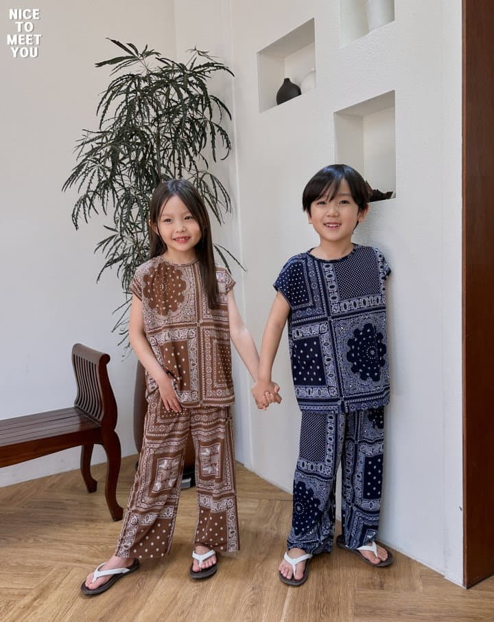 Nice To Meet You - Korean Children Fashion - #childofig - Paisely Top Bottom Set - 2