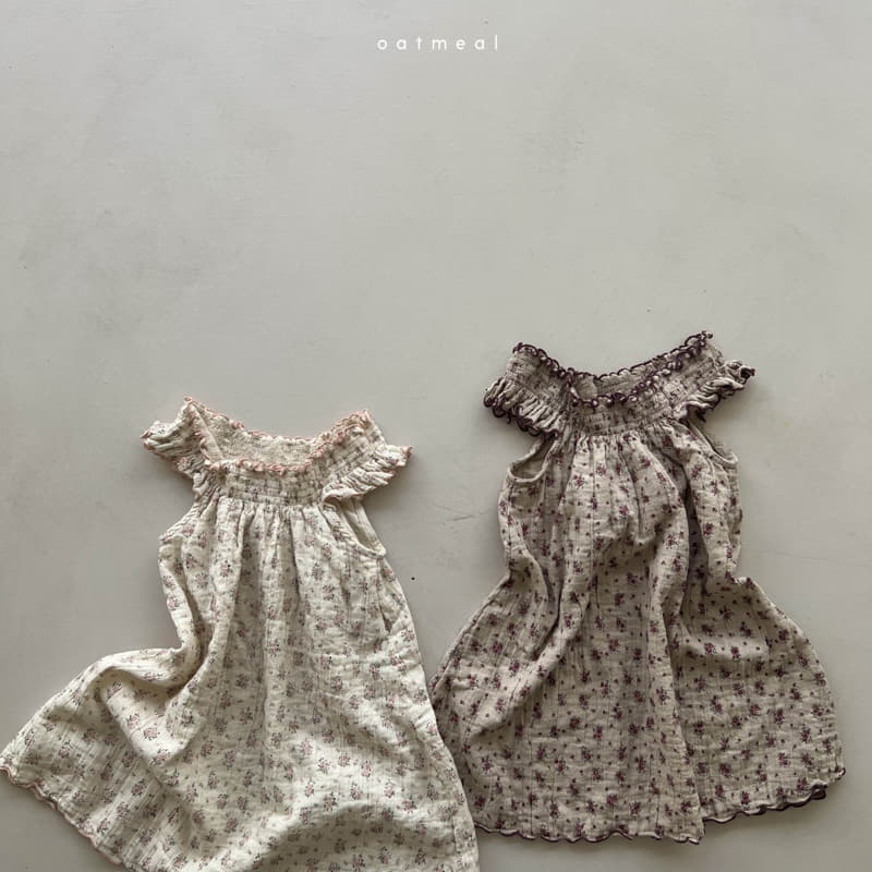 Oatmeal - Korean Children Fashion - #designkidswear - Bor Smocked One-piece