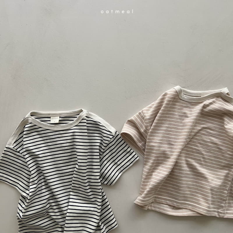 Oatmeal - Korean Children Fashion - #kidzfashiontrend - Ending Stripes Tee