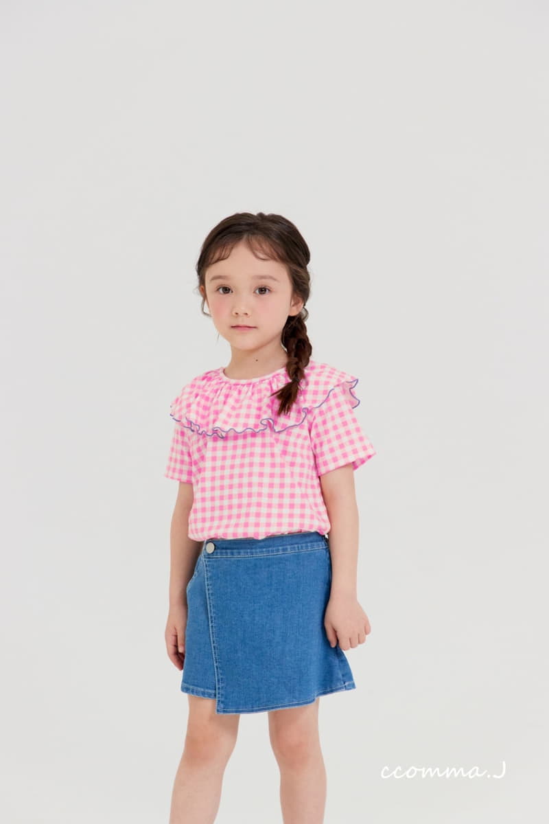 Oda - Korean Children Fashion - #fashionkids - Back Ribbon Check Tee - 5