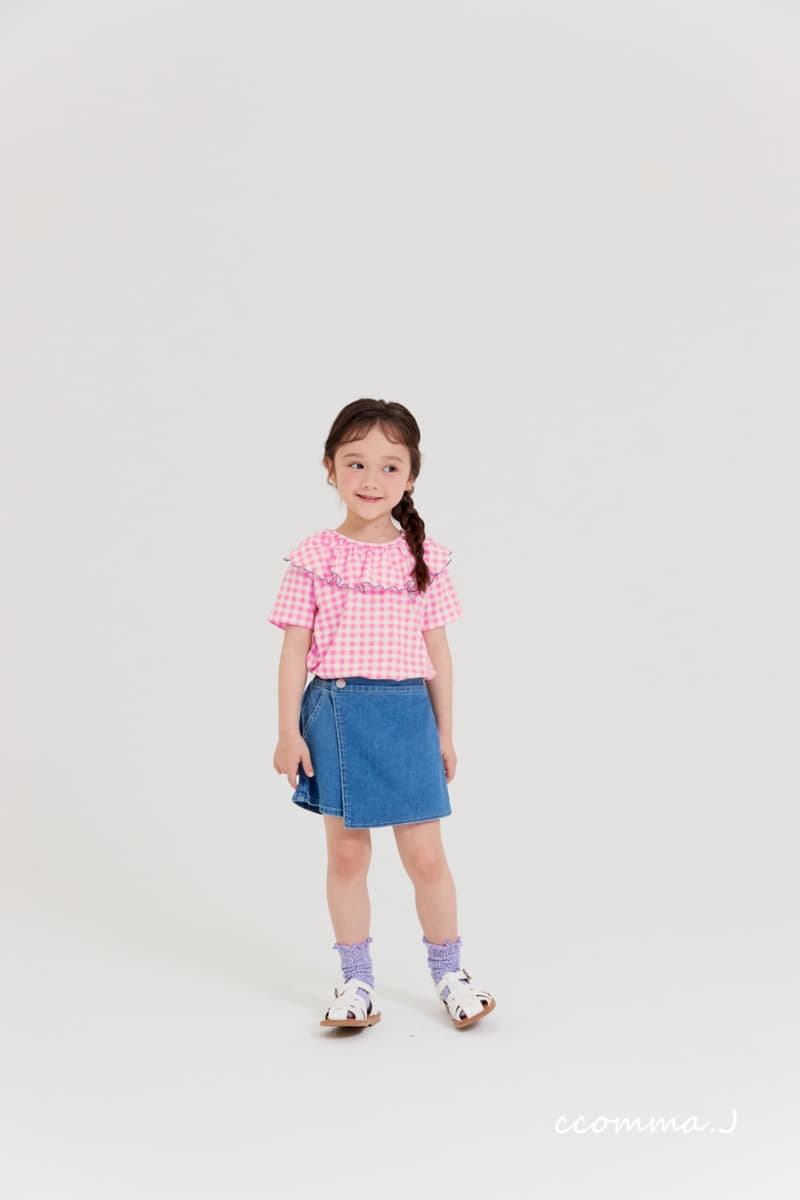 Oda - Korean Children Fashion - #kidsshorts - Back Ribbon Check Tee - 6