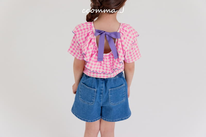 Oda - Korean Children Fashion - #kidsstore - Back Ribbon Check Tee - 7