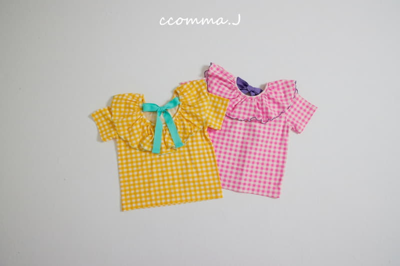 Oda - Korean Children Fashion - #kidzfashiontrend - Back Ribbon Check Tee - 8