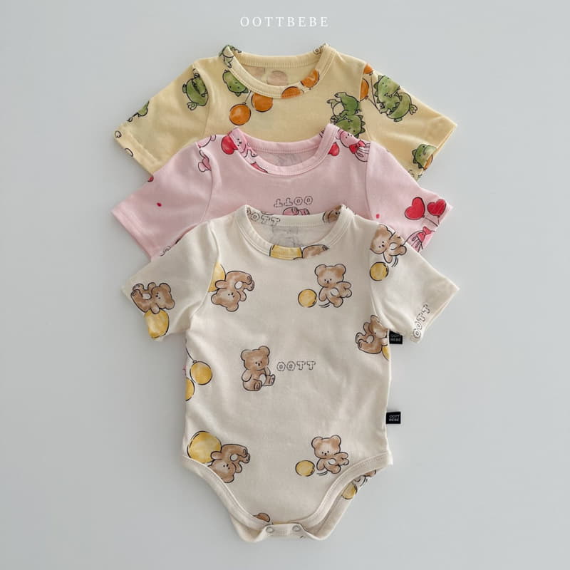 Oott Bebe - Korean Baby Fashion - #babyoninstagram - Ballon Bodysuit Leggings Bonnet Set - 10