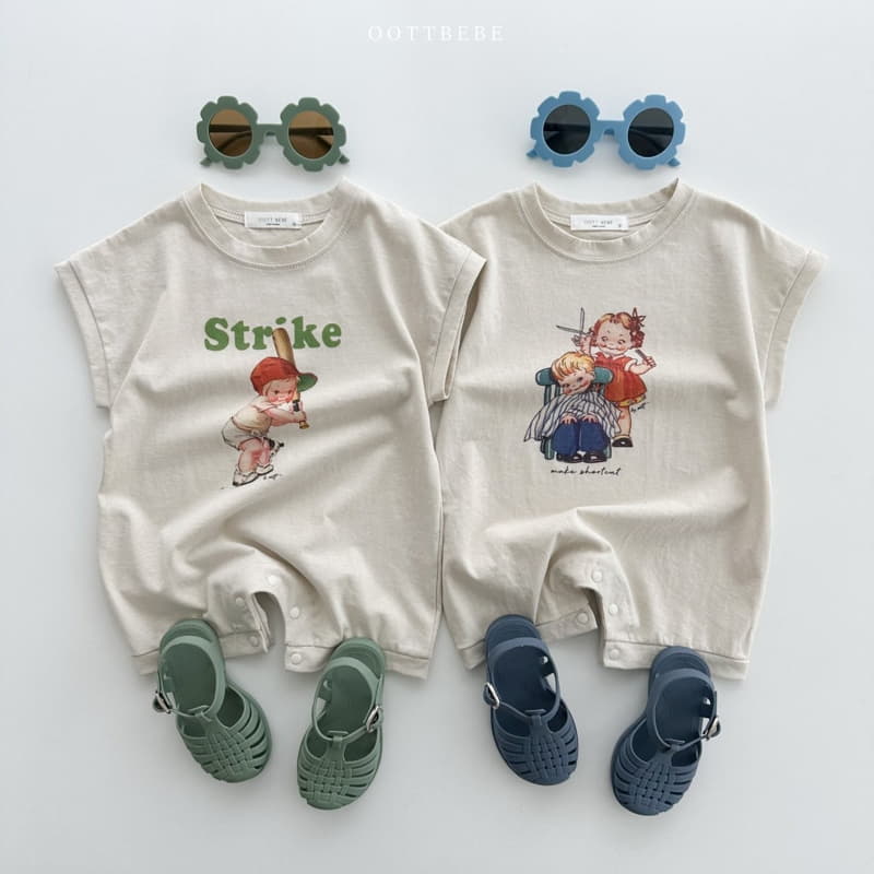 Oott Bebe - Korean Baby Fashion - #babyoninstagram - Vintage Roll Up Shorts Bodysuit - 3