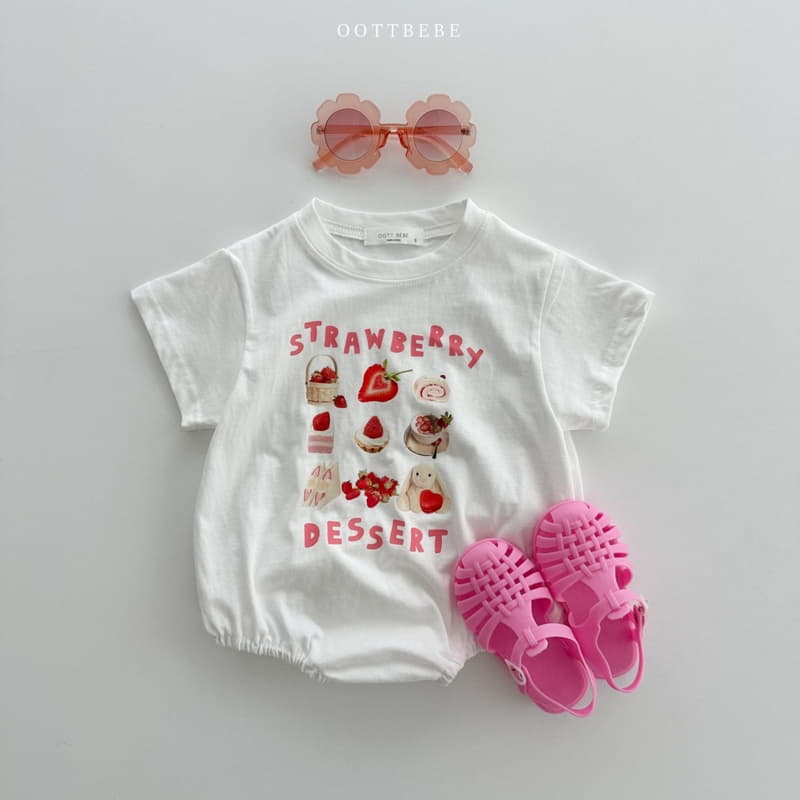 Oott Bebe - Korean Baby Fashion - #babyoutfit - Strawberry Croissant Bodysuit - 5