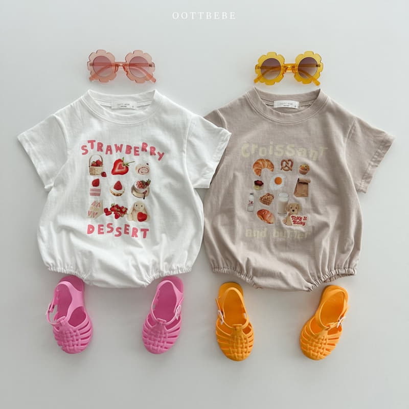 Oott Bebe - Korean Baby Fashion - #babywear - Strawberry Croissant Bodysuit - 7