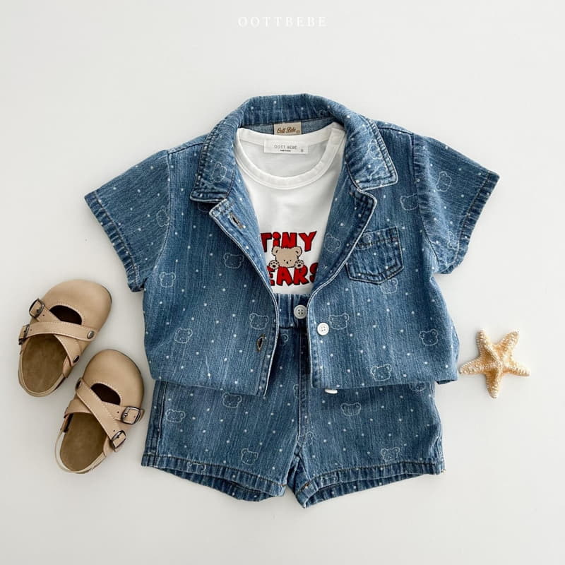 Oott Bebe - Korean Children Fashion - #kidzfashiontrend - Bear Bear Denim Shirt - 4