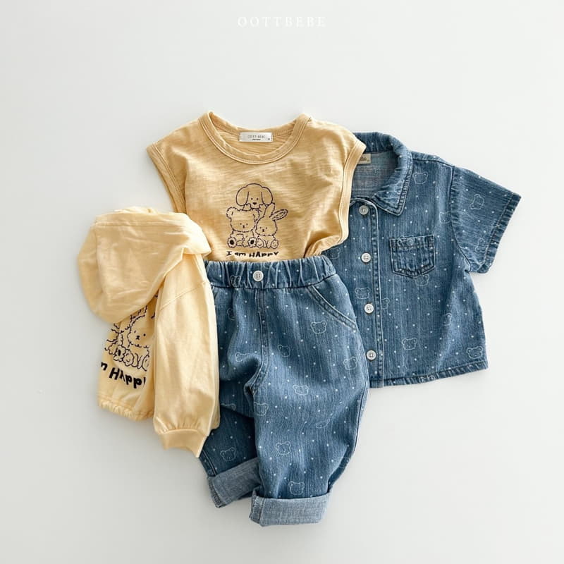 Oott Bebe - Korean Children Fashion - #Kfashion4kids - Bear Bear Denim Jeans