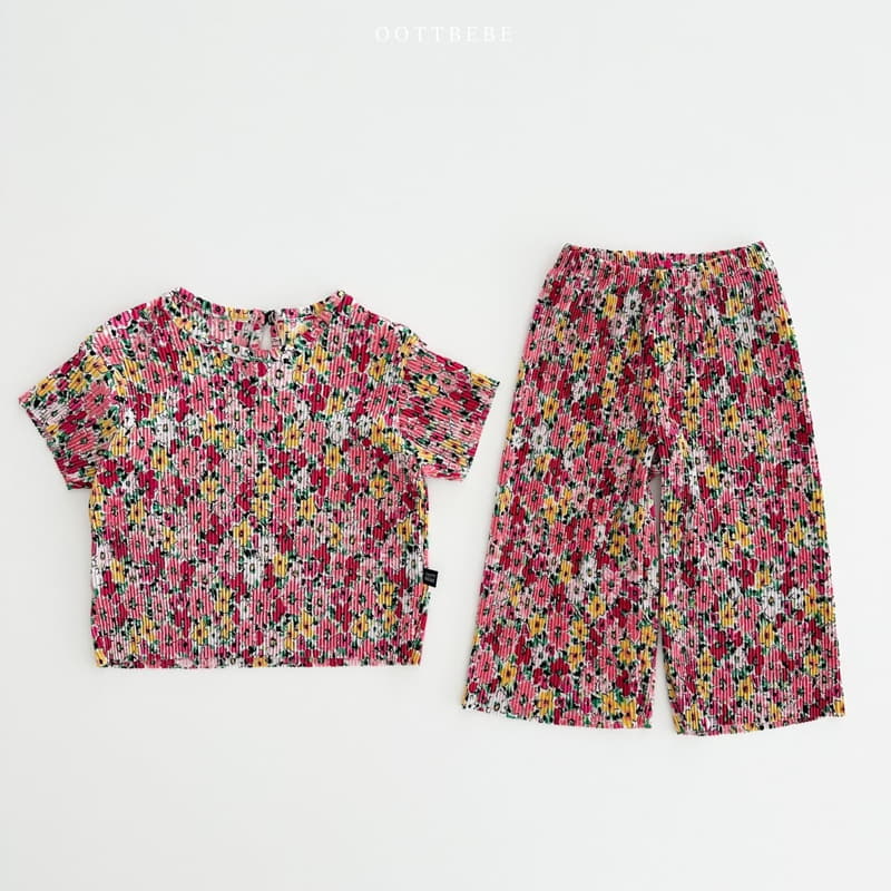 Oott Bebe - Korean Children Fashion - #Kfashion4kids - Flower Pleats Top Bottom Set - 12