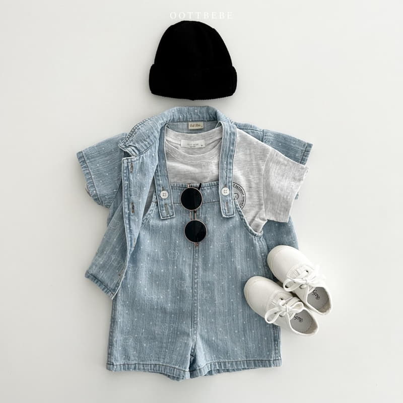 Oott Bebe - Korean Children Fashion - #childofig - Bear Bear Denim Overalls - 7