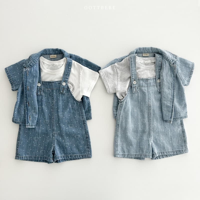 Oott Bebe - Korean Children Fashion - #childofig - Bear Bear Denim Overalls - 8