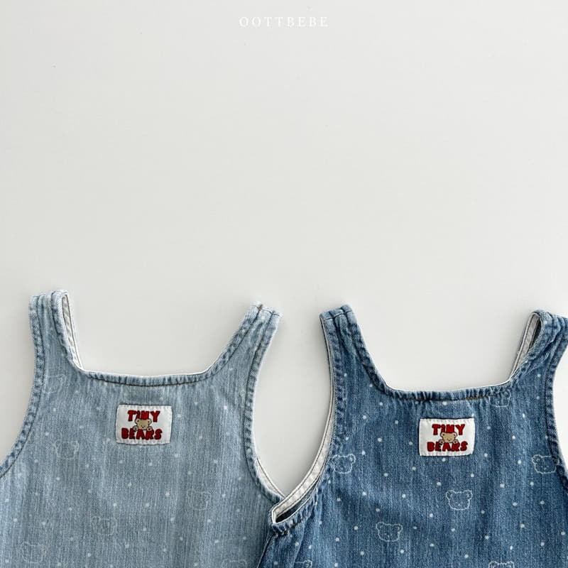 Oott Bebe - Korean Children Fashion - #childrensboutique - Bear Bear Denim One-piece - 10