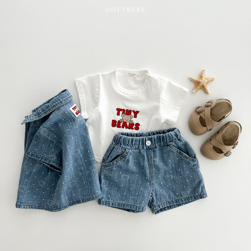 Oott Bebe - Korean Children Fashion - #designkidswear - Bear Bear Denim Shorts - 8