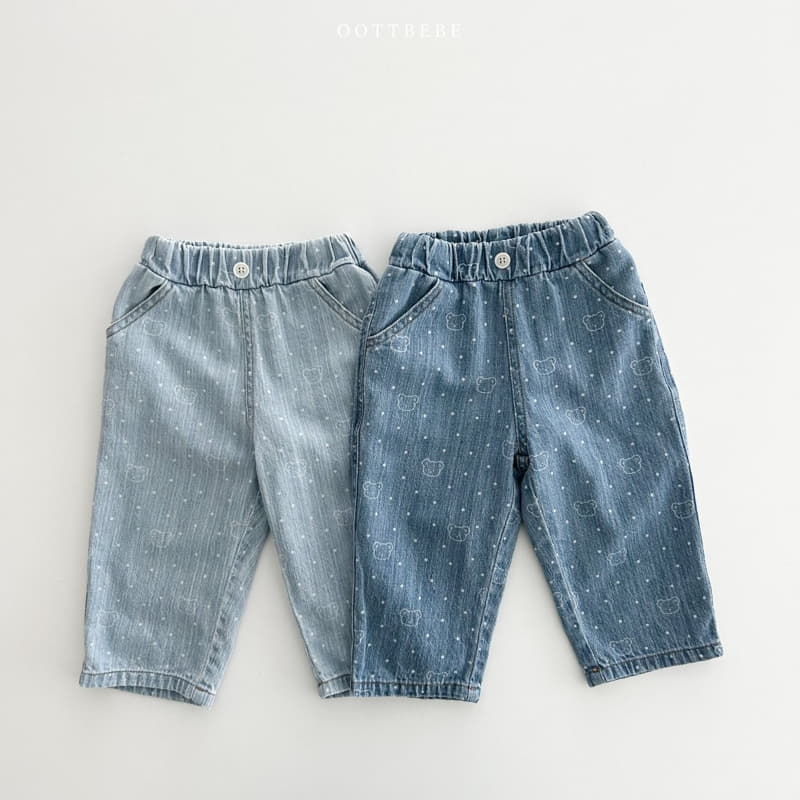 Oott Bebe - Korean Children Fashion - #discoveringself - Bear Bear Denim Jeans - 10