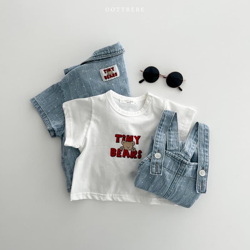 Oott Bebe - Korean Children Fashion - #fashionkids - Bear Bear Denim Overalls - 12