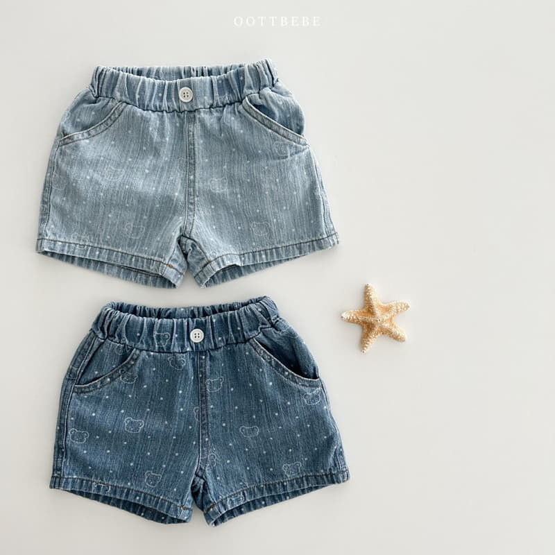 Oott Bebe - Korean Children Fashion - #kidsshorts - Bear Bear Denim Shorts - 11