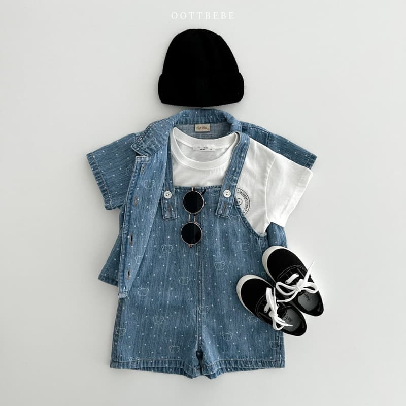 Oott Bebe - Korean Children Fashion - #kidzfashiontrend - Bear Bear Denim Overalls