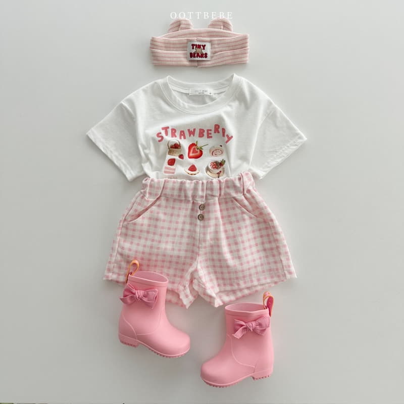 Oott Bebe - Korean Children Fashion - #kidzfashiontrend - Strawberry Croissant Tee - 6