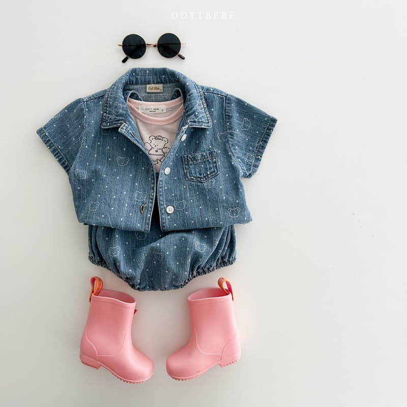 Oott Bebe - Korean Children Fashion - #littlefashionista - Bear Bear Denim Shirt - 5