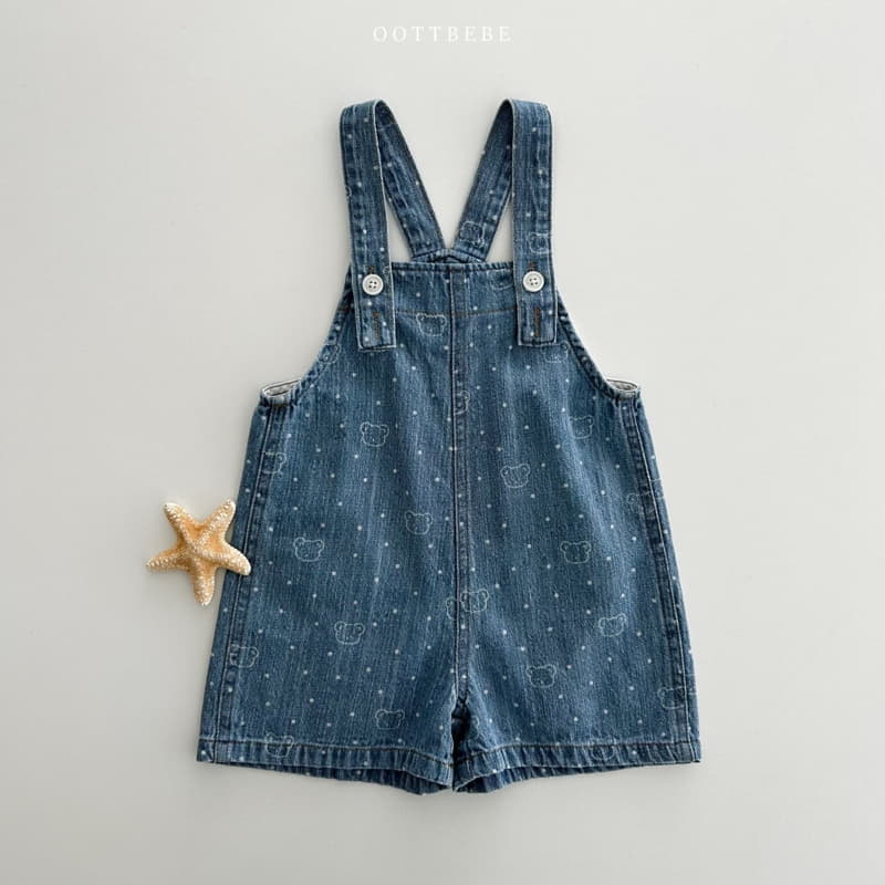 Oott Bebe - Korean Children Fashion - #littlefashionista - Bear Bear Denim Overalls - 3