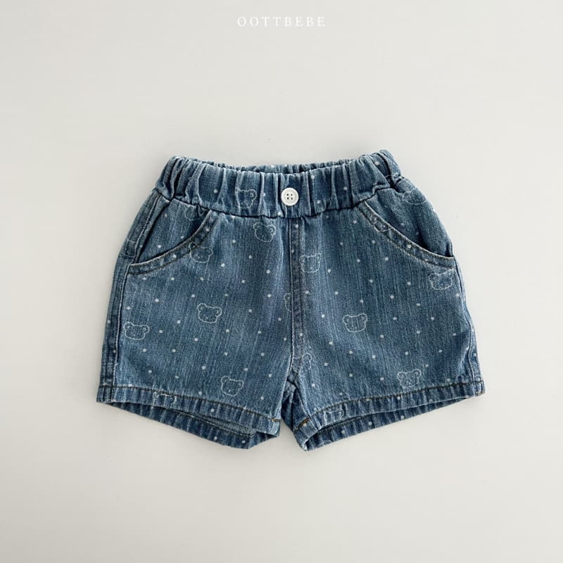 Oott Bebe - Korean Children Fashion - #littlefashionista - Bear Bear Denim Shorts