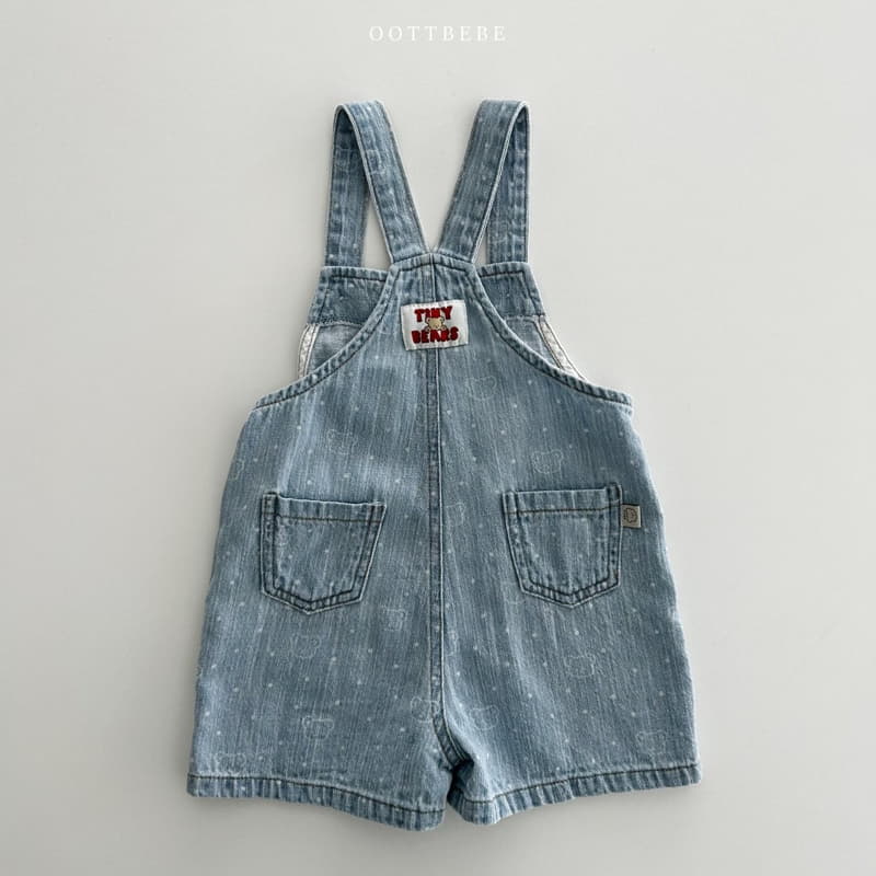 Oott Bebe - Korean Children Fashion - #littlefashionista - Bear Bear Denim Overalls - 4