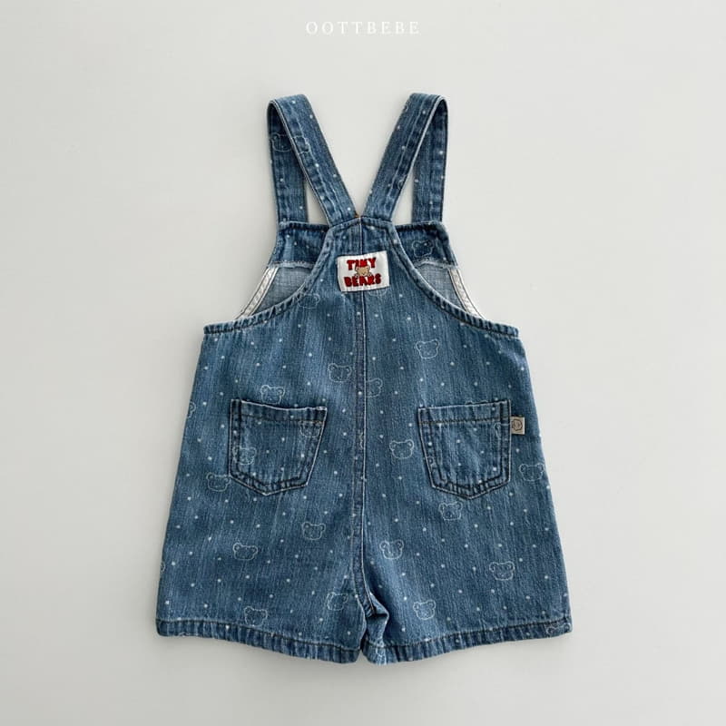 Oott Bebe - Korean Children Fashion - #minifashionista - Bear Bear Denim Overalls - 5