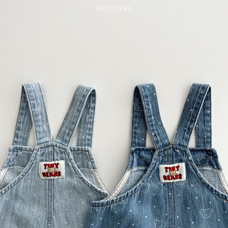 Oott Bebe - Korean Children Fashion - #prettylittlegirls - Bear Bear Denim Overalls - 6