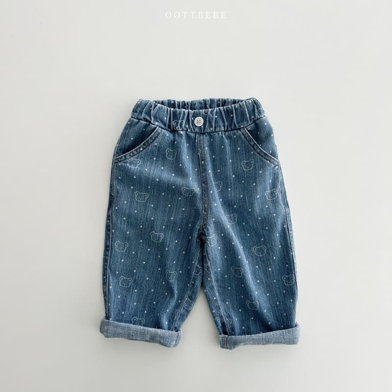 Oott Bebe - Korean Children Fashion - #prettylittlegirls - Bear Bear Denim Jeans - 5