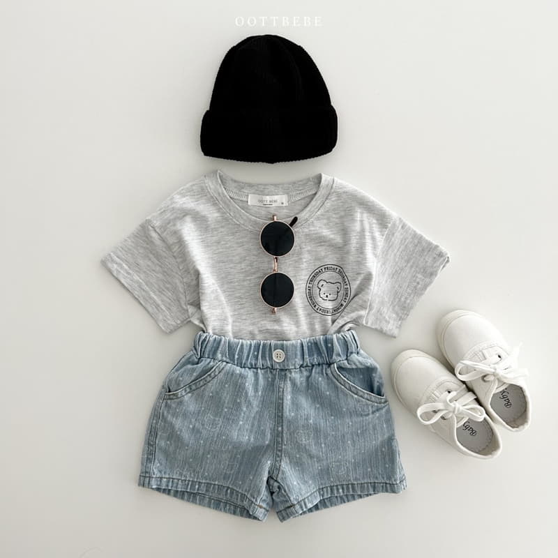 Oott Bebe - Korean Children Fashion - #minifashionista - Bear Bear Denim Shorts - 4