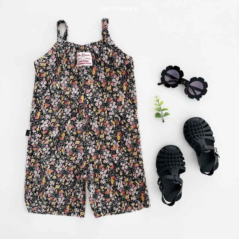 Oott Bebe - Korean Children Fashion - #prettylittlegirls - Flower Pleats Overalls