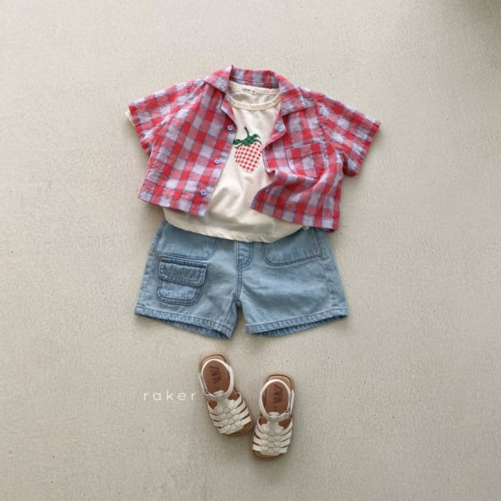 Raker - Korean Children Fashion - #childofig - Check Strawberry Tee - 4