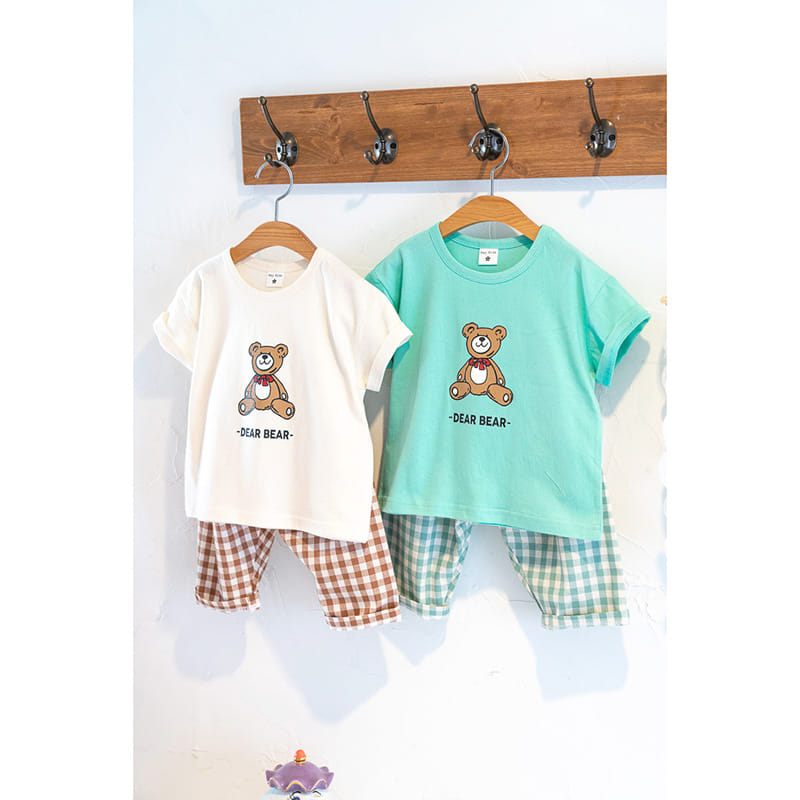 Raykids - Korean Children Fashion - #discoveringself - Dear Bear Check Top Bottom Set