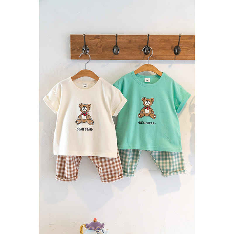 Raykids - Korean Children Fashion - #kidsshorts - Dear Bear Check Top Bottom Set - 3