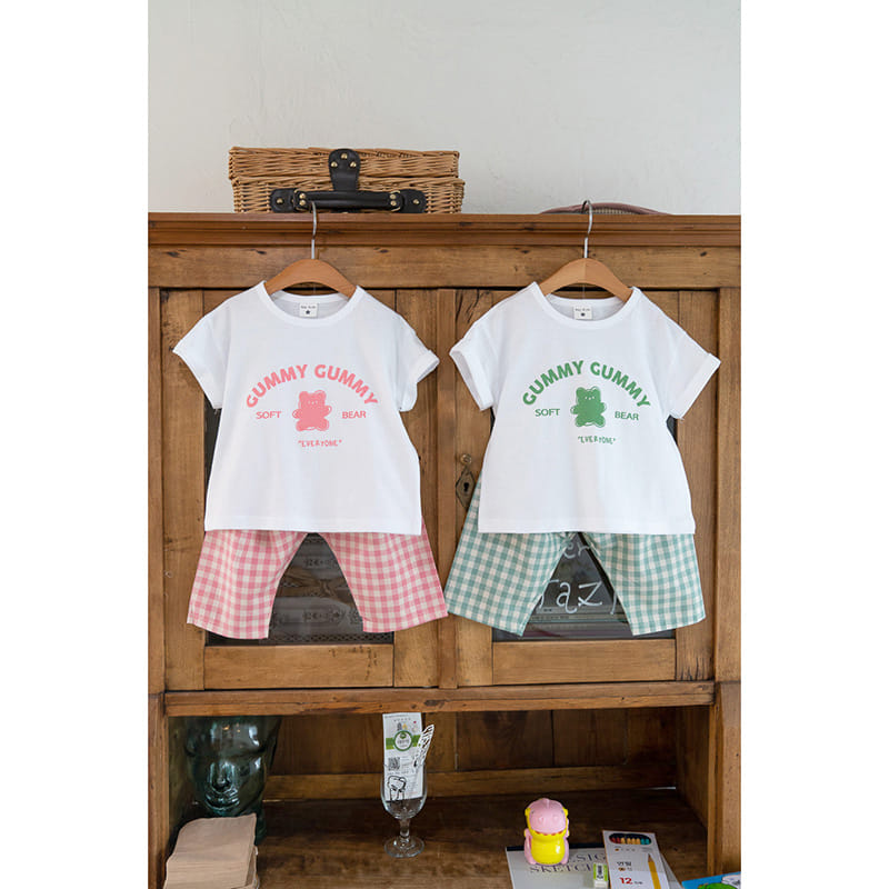 Raykids - Korean Children Fashion - #minifashionista - Short Sleeves Gumi Check Top Bottom Set