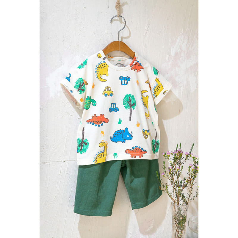 Raykids - Korean Children Fashion - #stylishchildhood - Dino World Rinkle Top Bottom Set - 2