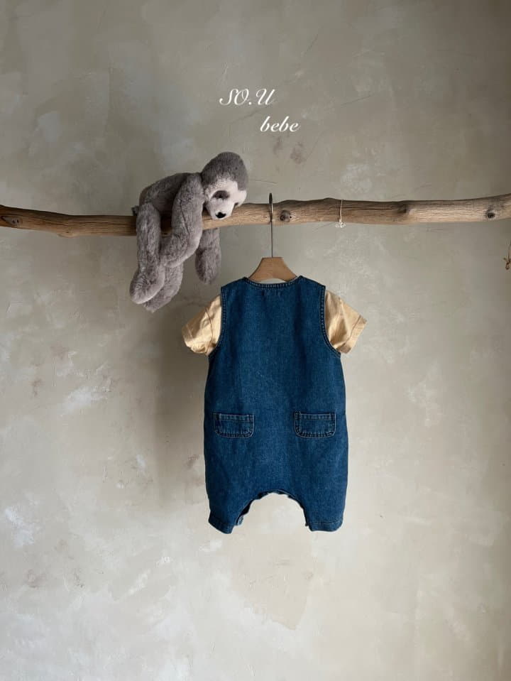 So U - Korean Baby Fashion - #babyootd - Denim Open Bodysuit