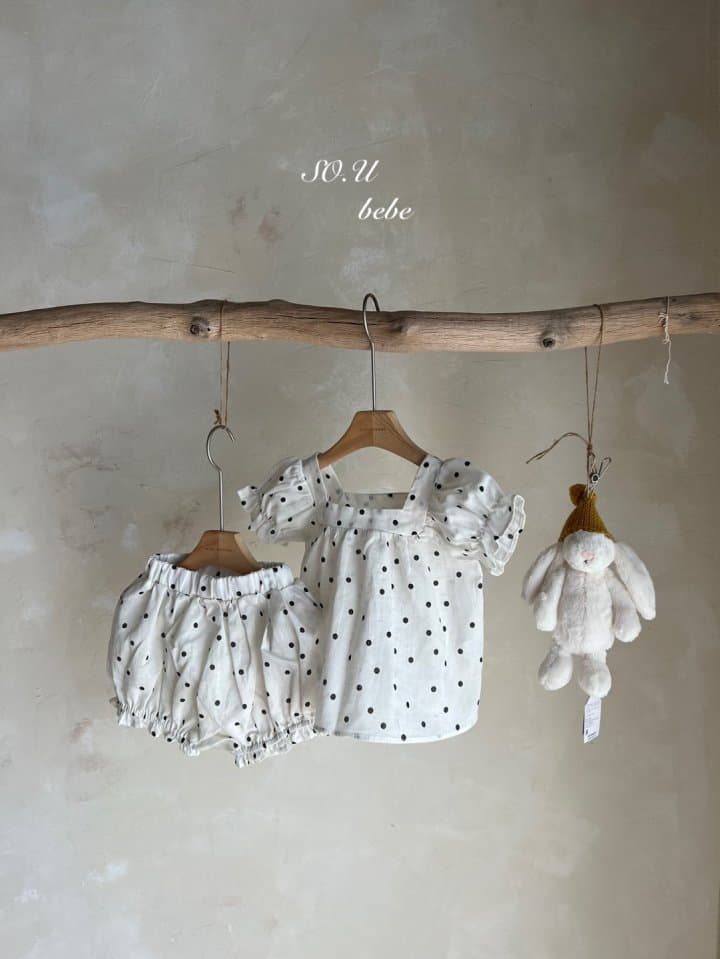 So U - Korean Baby Fashion - #babyootd - Square Dot Blouse - 7