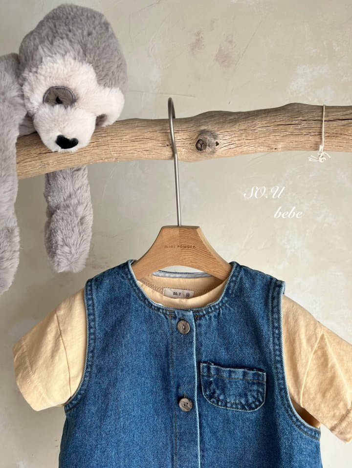 So U - Korean Baby Fashion - #babyoutfit - Denim Open Bodysuit - 3