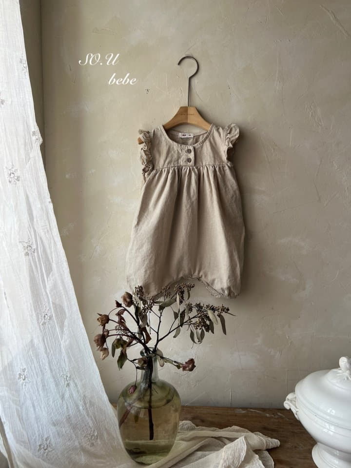 So U - Korean Baby Fashion - #babyootd - Linen Wing Bodysuit - 4