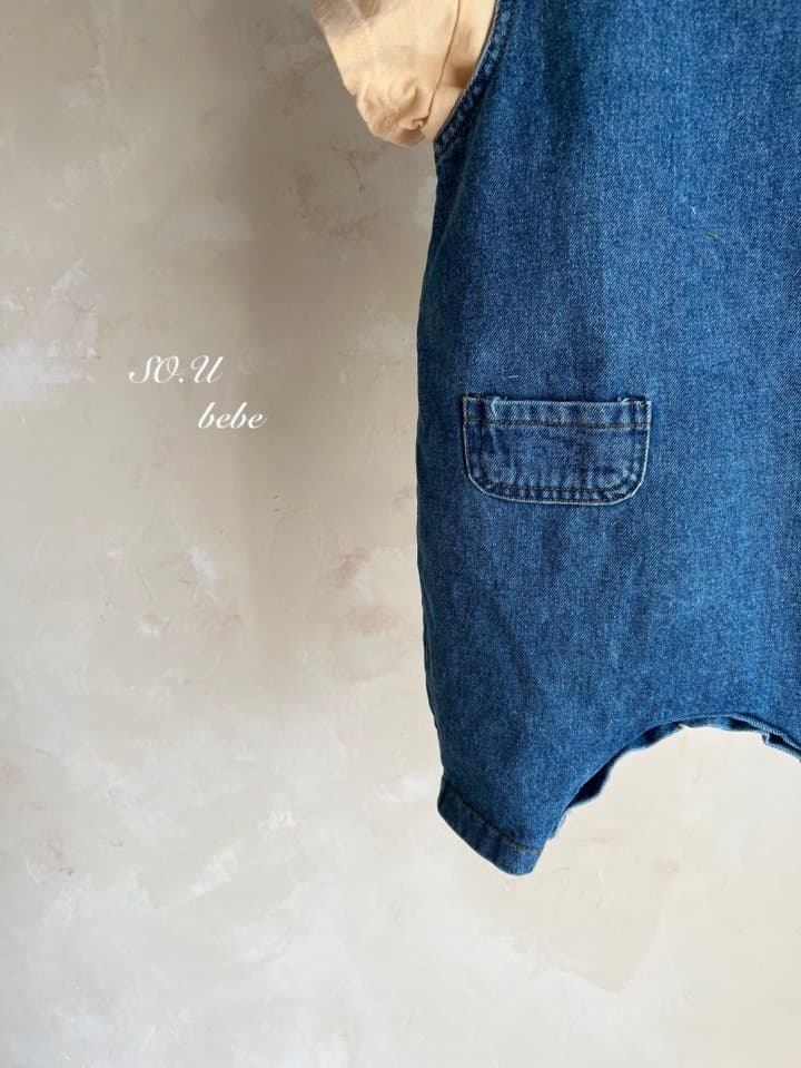 So U - Korean Baby Fashion - #babyoutfit - Denim Open Bodysuit - 4