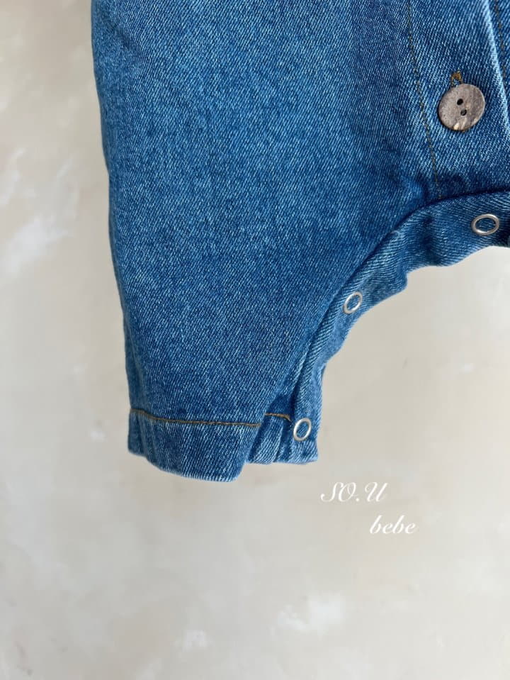 So U - Korean Baby Fashion - #onlinebabyboutique - Denim Open Bodysuit - 5